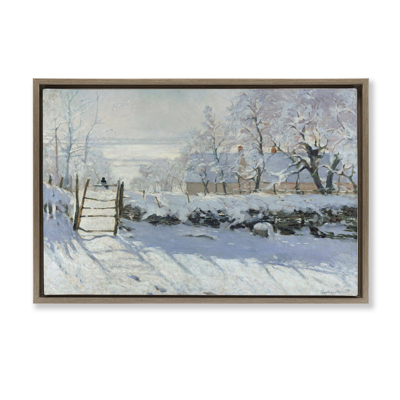 Stupell Industries Classic Monet The Magpie Framed Floater Canvas Wall Art Design by one1000paintings